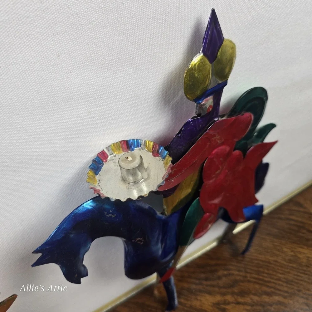 Punched‎ Tin Folk Art Vintage Christmas Decor 3 Wise Men Horse Candle Colorful